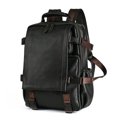 Men's backpack cowhide genuine leather business casual computer bag fashion large capacity travel bag for men 