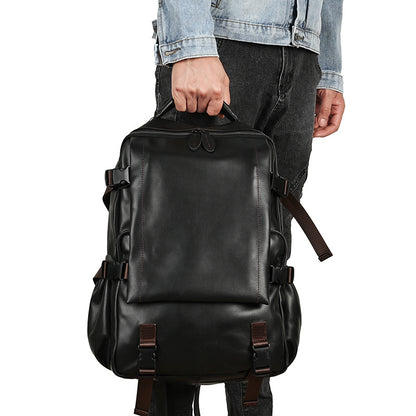 Men's backpack cowhide genuine leather retro casual business travel bag for men computer bag 