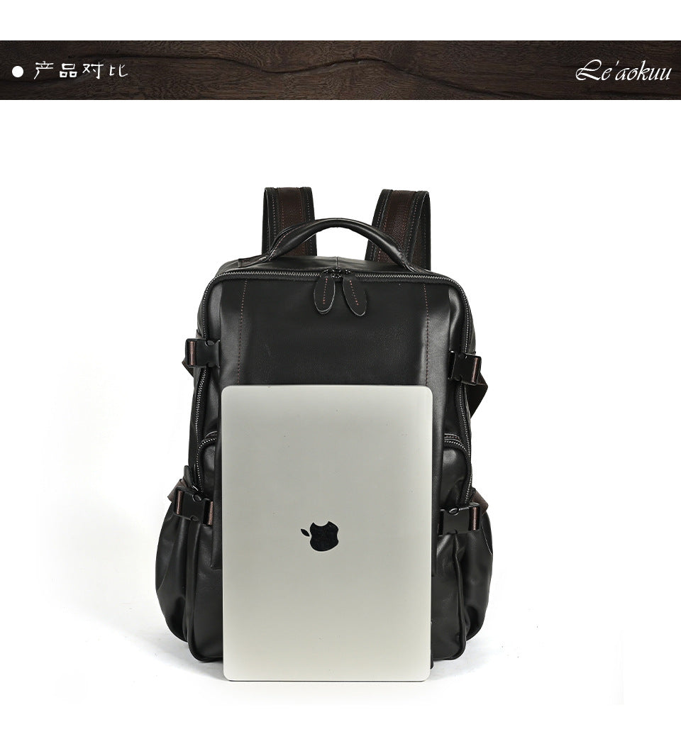 Men's backpack cowhide genuine leather retro casual business travel bag for men computer bag 