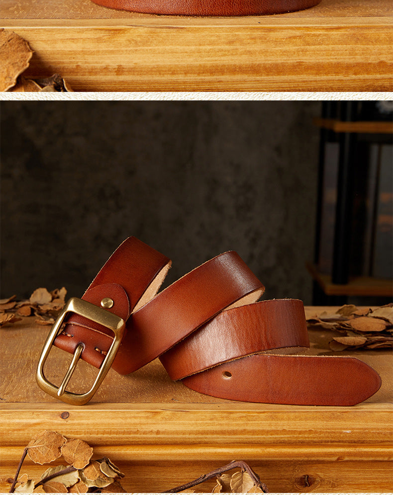 Men's Belt Handmade Genuine Cowhide Leather Needle Buckle Casual Vintage Unique Men's Belt 
