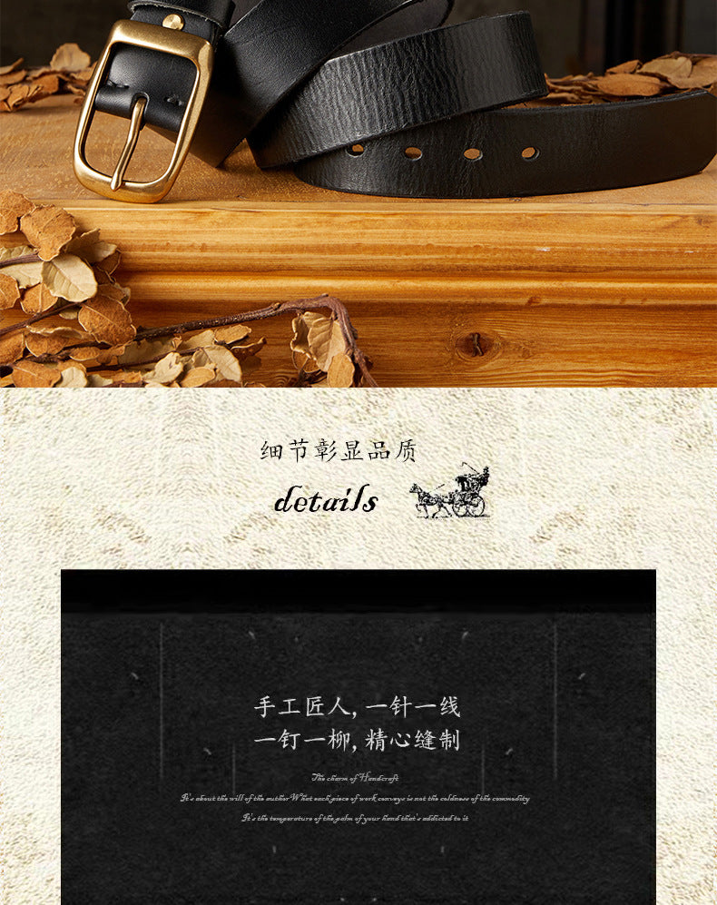 Men's Belt Handmade Genuine Cowhide Leather Needle Buckle Casual Vintage Unique Men's Belt 