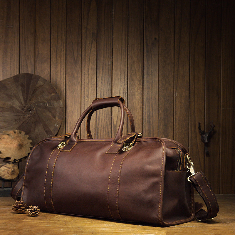 Men's travel bag Genuine cowhide leather large capacity handbag Men's crossbody shoulder bag Luggage bag 