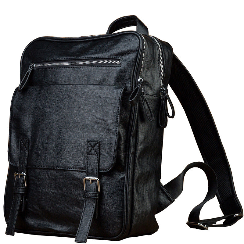 Men's backpack, original handmade cowhide genuine leather, simple casual computer bag, large capacity, travel bag 