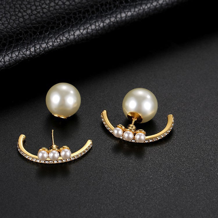 Earrings Pearl Earrings Cubic Chassis Retro Lightweight Luxury Style Earrings 