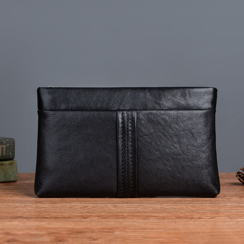 Men's Clutch Bag Genuine Cowhide Leather Retro Casual Men Bag 