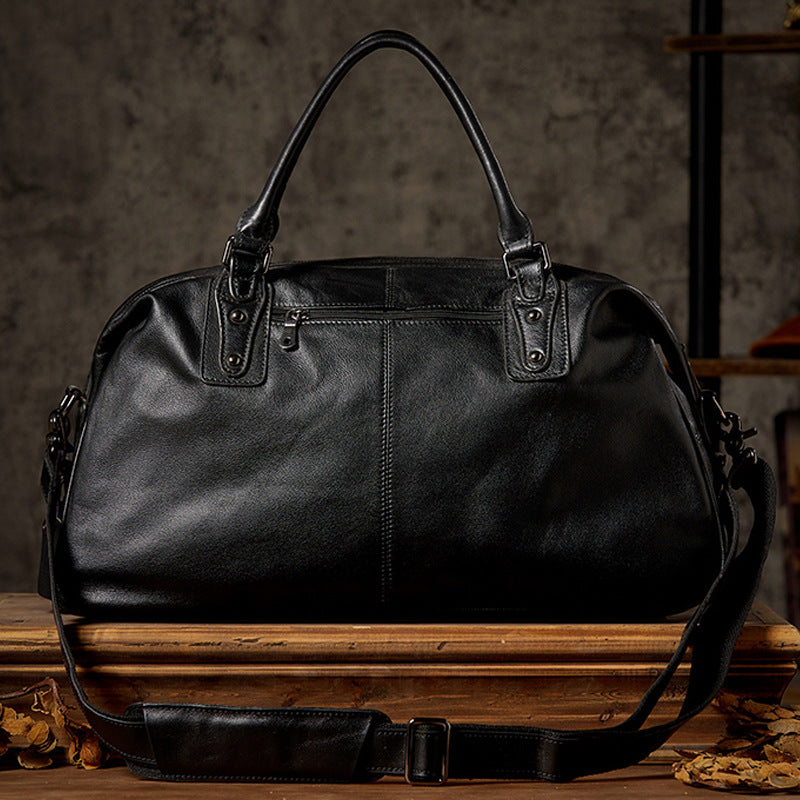 Men's travel bag, handmade genuine cowhide leather, large capacity handbag, business trip, short distance, luggage bag, men's shoulder bag, crossbody bag 
