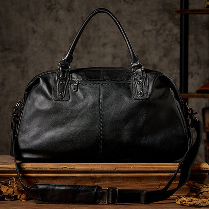 Men's travel bag, handmade genuine cowhide leather, large capacity handbag, business trip, short distance, luggage bag, men's shoulder bag, crossbody bag 