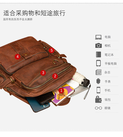 Men's backpack genuine leather cowhide retro large capacity men computer bag 
