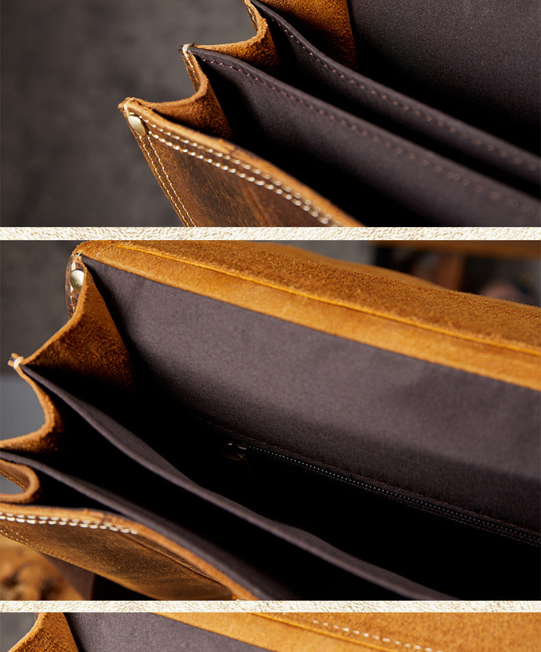 Men's Backpack Handcrafted Genuine Cowhide Leather Retro Multifunctional Casual Crossbody Bag Handbag Handbag for Men 