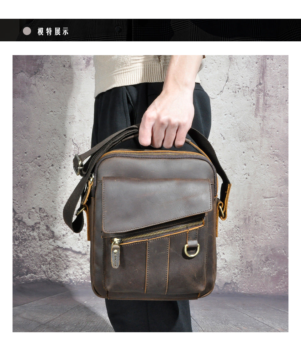 Men's Crossbody Bag Cowhide Genuine Leather Retro Travel Outdoor Men Shoulder Bag 