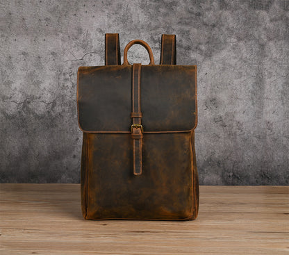 Men's backpack cowhide genuine leather retro casual computer bag for men 