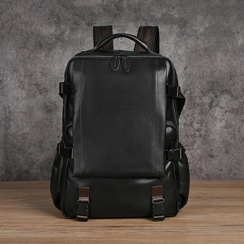 Men's backpack cowhide genuine leather retro casual business travel bag for men computer bag 