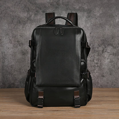 Men's backpack cowhide genuine leather retro casual business travel bag for men computer bag 