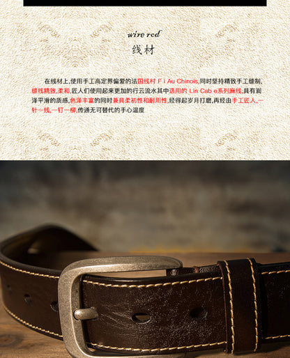 Men's Belt Handmade Genuine Cowhide Leather Large Size Fat 150cm Extra Long Casual Fashion Belt for Men 
