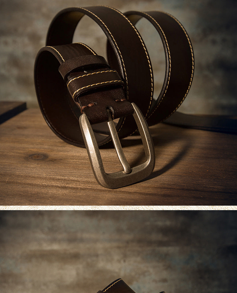 Men's Belt Handmade Genuine Cowhide Leather Large Size Fat 150cm Extra Long Casual Fashion Belt for Men 