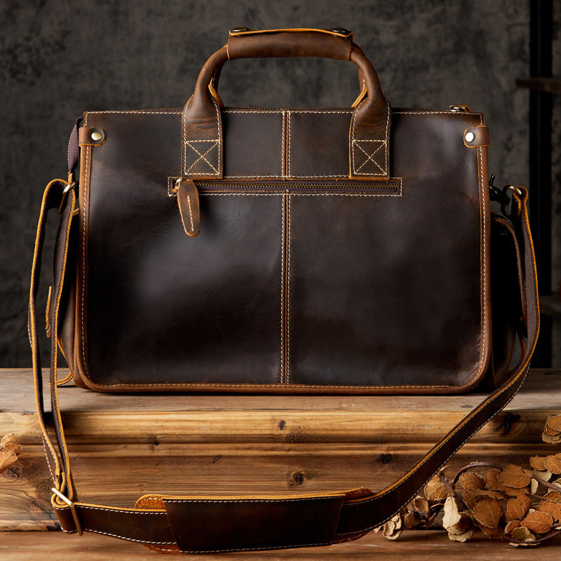 Men's original handmade handbag travel bag cowhide genuine leather messenger bag crossbody shoulder bag 