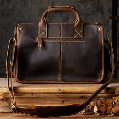 Men's original handmade handbag travel bag cowhide genuine leather messenger bag crossbody shoulder bag 