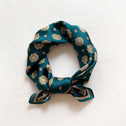 Silk scarf for women printed pattern commuting style small scarf goes with everything elegant neckerchief