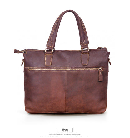 Men's Briefcase Crossbody Bag Cowhide Genuine Leather Retro Men's Shoulder Bag Handbag 