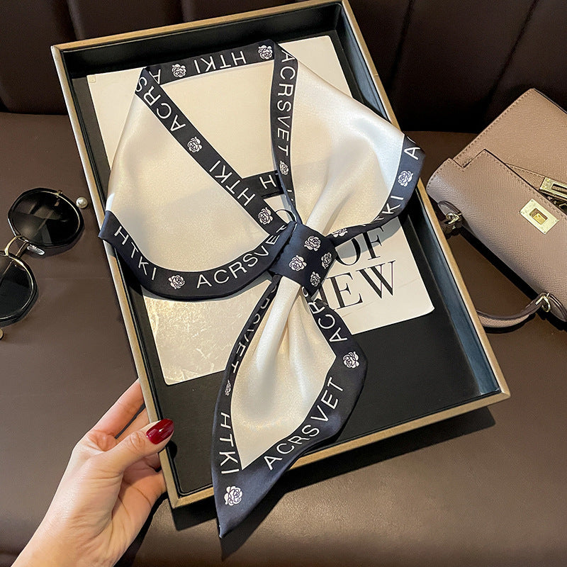 Scarf pattern mother pattern double satin crossover scarf fashion elegant temperament neckerchief that goes with anything