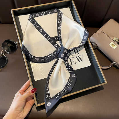 Scarf pattern mother pattern double satin crossover scarf fashion elegant temperament neckerchief that goes with anything