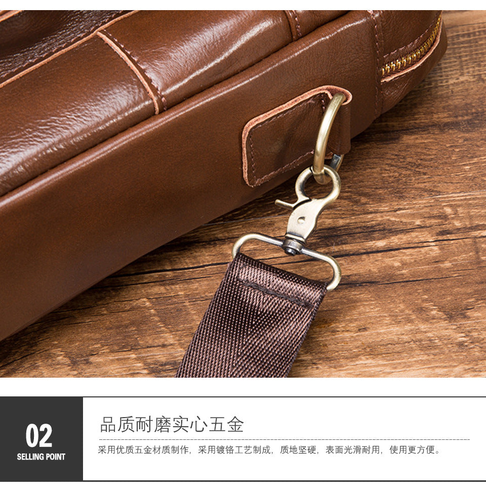 Men's Handbag Briefcase Cowhide Genuine Leather Retro Business Computer Bag for Men 