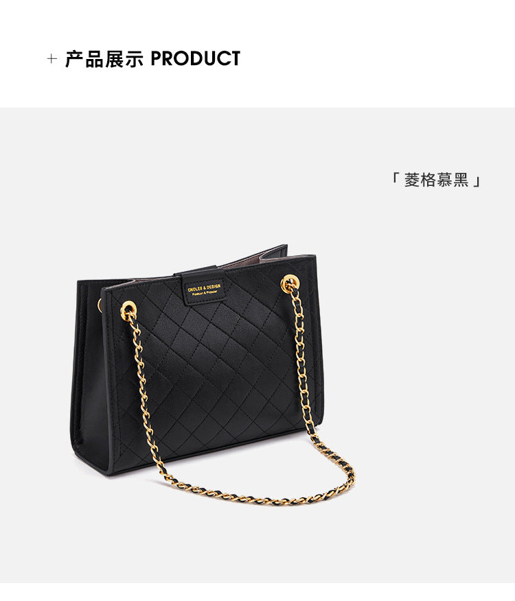 Women's Bag Cowhide Large Capacity Plaid Tote Bag Chain Bag Armpit Bag Shoulder Bag. Pochette