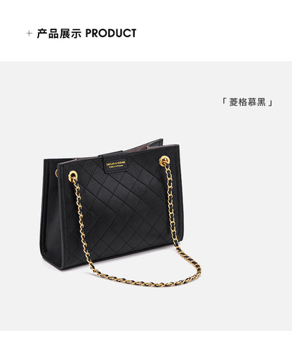 Women's Bag Cowhide Large Capacity Plaid Tote Bag Chain Bag Armpit Bag Shoulder Bag. Pochette