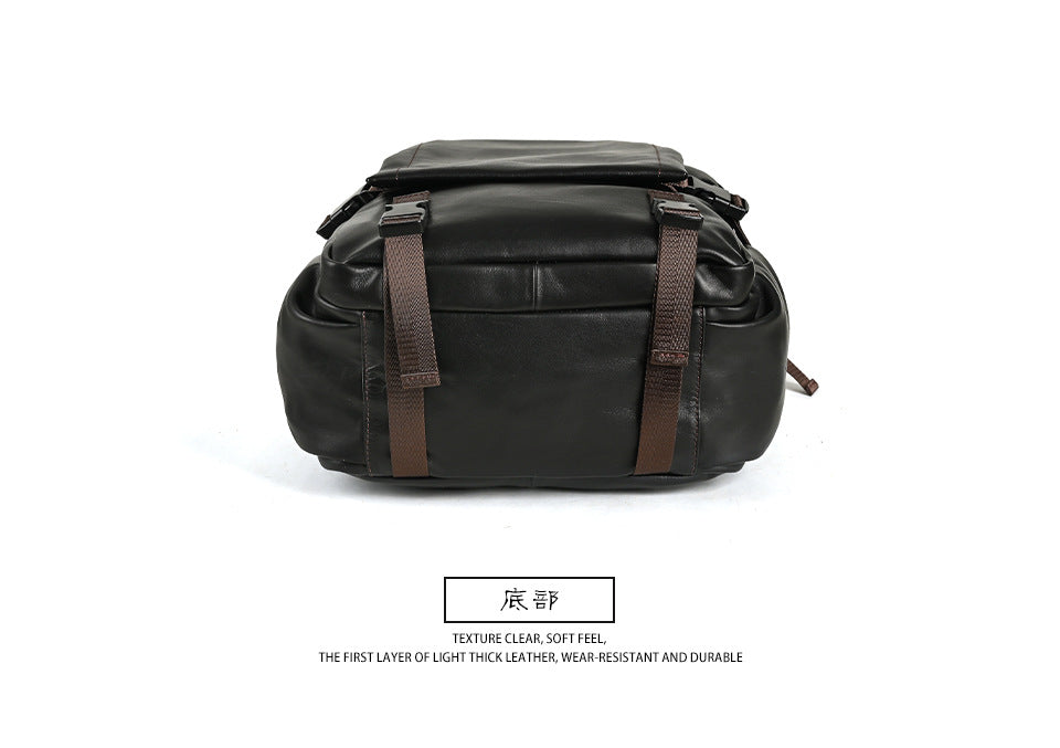 Men's backpack cowhide genuine leather retro casual business travel bag for men computer bag 