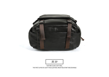 Men's backpack cowhide genuine leather retro casual business travel bag for men computer bag 
