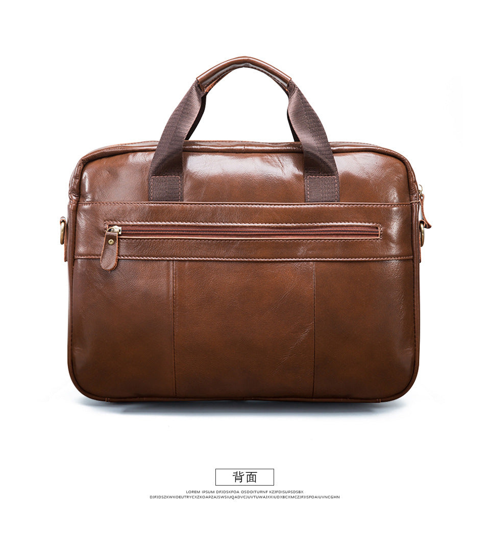 Men's Handbag Briefcase Cowhide Genuine Leather Retro Business Computer Bag for Men 