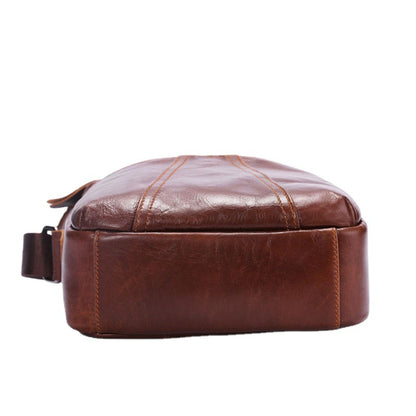 Men's Shoulder Bag Genuine Cowhide Leather Casual Crossbody Bag for Men