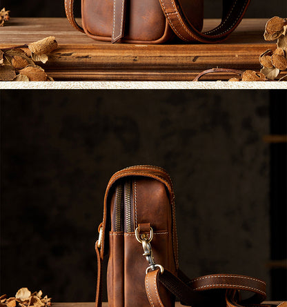Men's Shoulder Bag Original Handmade Genuine Cowhide Leather Casual Men's Crossbody Bag Smartphone Pouch