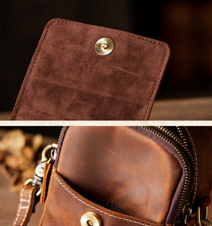 Men's Shoulder Bag Original Handmade Genuine Cowhide Leather Casual Men's Crossbody Bag Smartphone Pouch