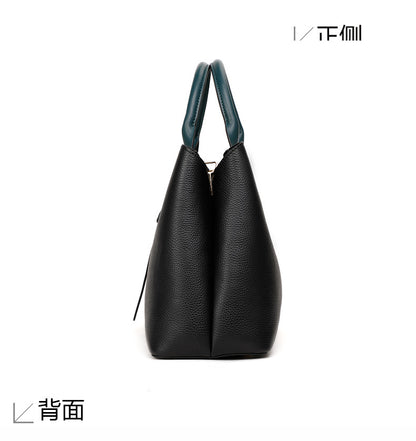 Cowhide women's bag large capacity handbag color matching temperament shoulder bag elegant handbag.bag