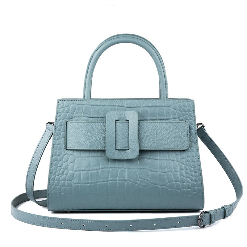 Genuine leather women's bag Crocodile pattern handle bag Shoulder bag Fashion Commuter cowhide handbag that goes with anything. Bag