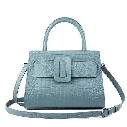 Genuine leather women's bag Crocodile pattern handle bag Shoulder bag Fashion Commuter cowhide handbag that goes with anything. Bag