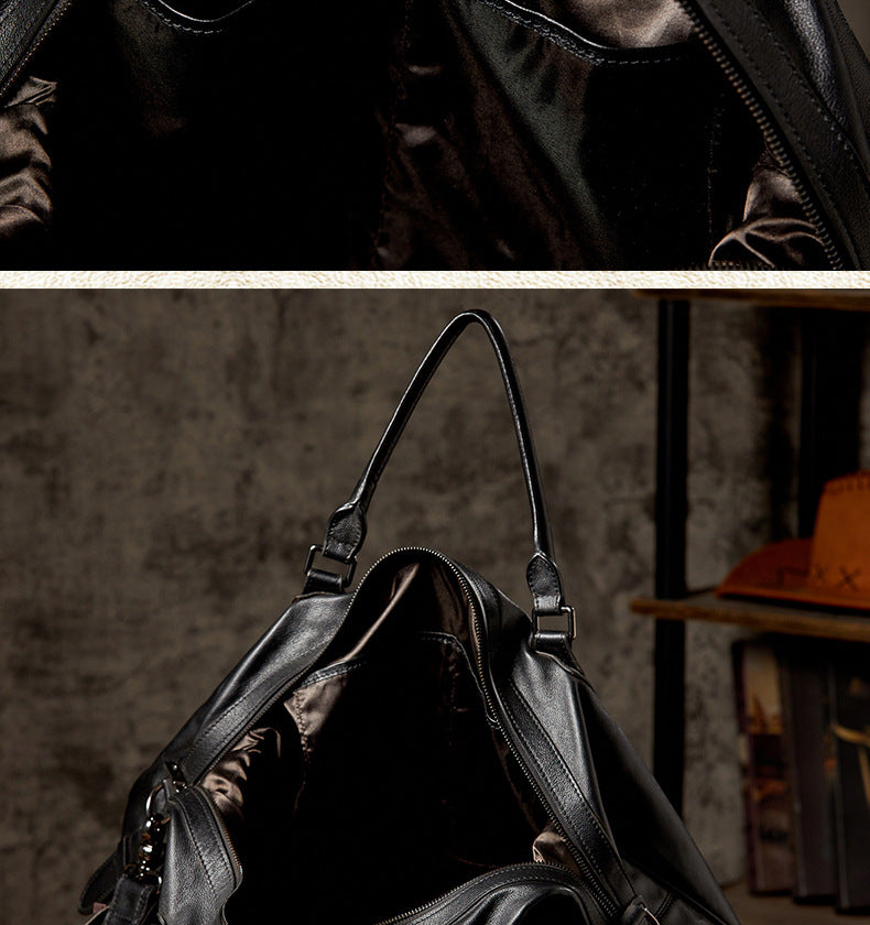 Men's travel bag, handmade genuine cowhide leather, large capacity handbag, business trip, short distance, luggage bag, men's shoulder bag, crossbody bag 
