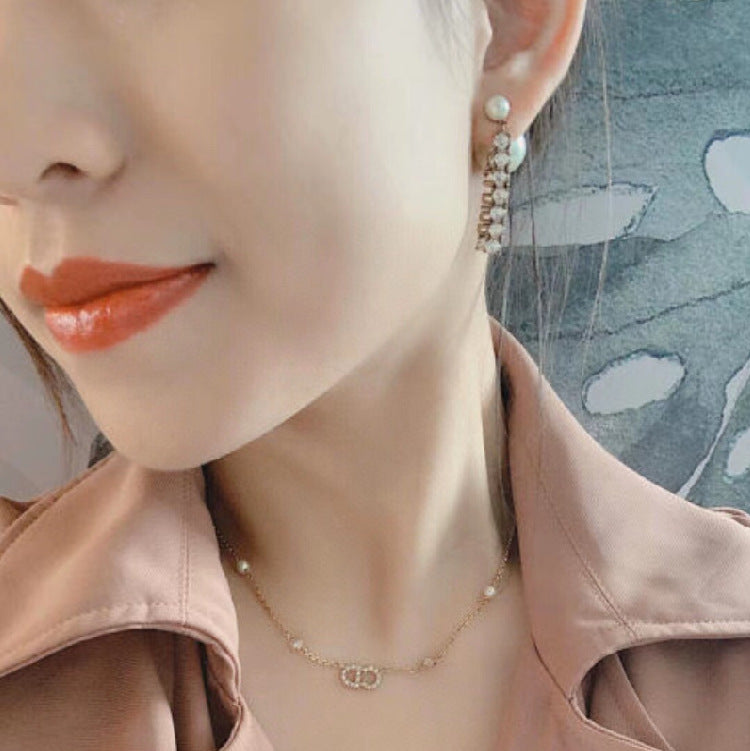 Earrings large and small pearl pattern fashion long pendant earrings