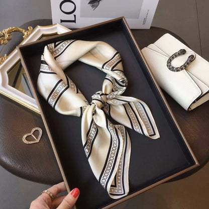 Silk Scarf Print Pattern Elegant Fashionable Silk Ornament Neckerchief Muffler Women's Scarf