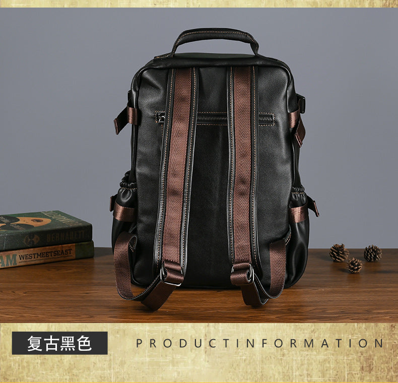 Men's backpack cowhide genuine leather business casual computer bag fashion large capacity travel bag for men 