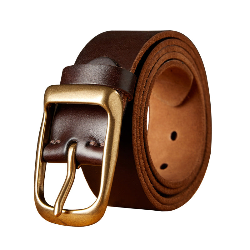 Men's Belt Handmade Genuine Cowhide Leather Needle Buckle Casual Vintage Unique Men's Belt 