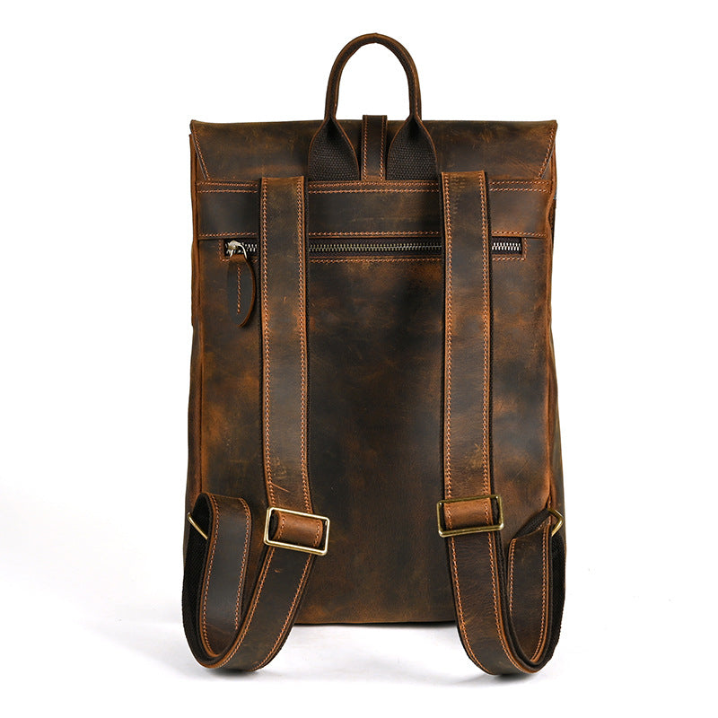 Men's backpack cowhide genuine leather retro casual computer bag for men 