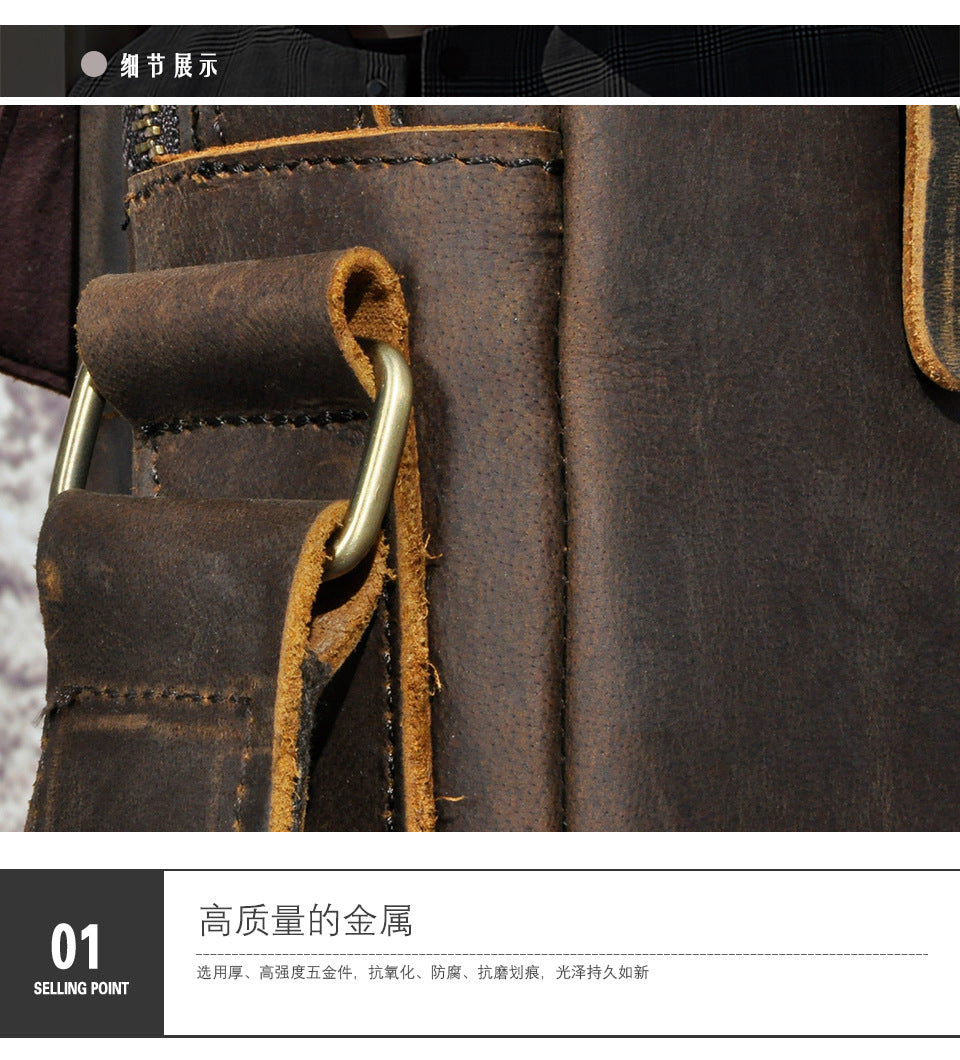 Men's Crossbody Bag Cowhide Genuine Leather Retro Travel Outdoor Men Shoulder Bag 