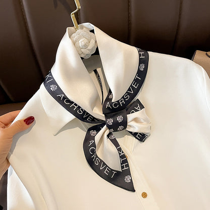Scarf pattern mother pattern double satin crossover scarf fashion elegant temperament neckerchief that goes with anything