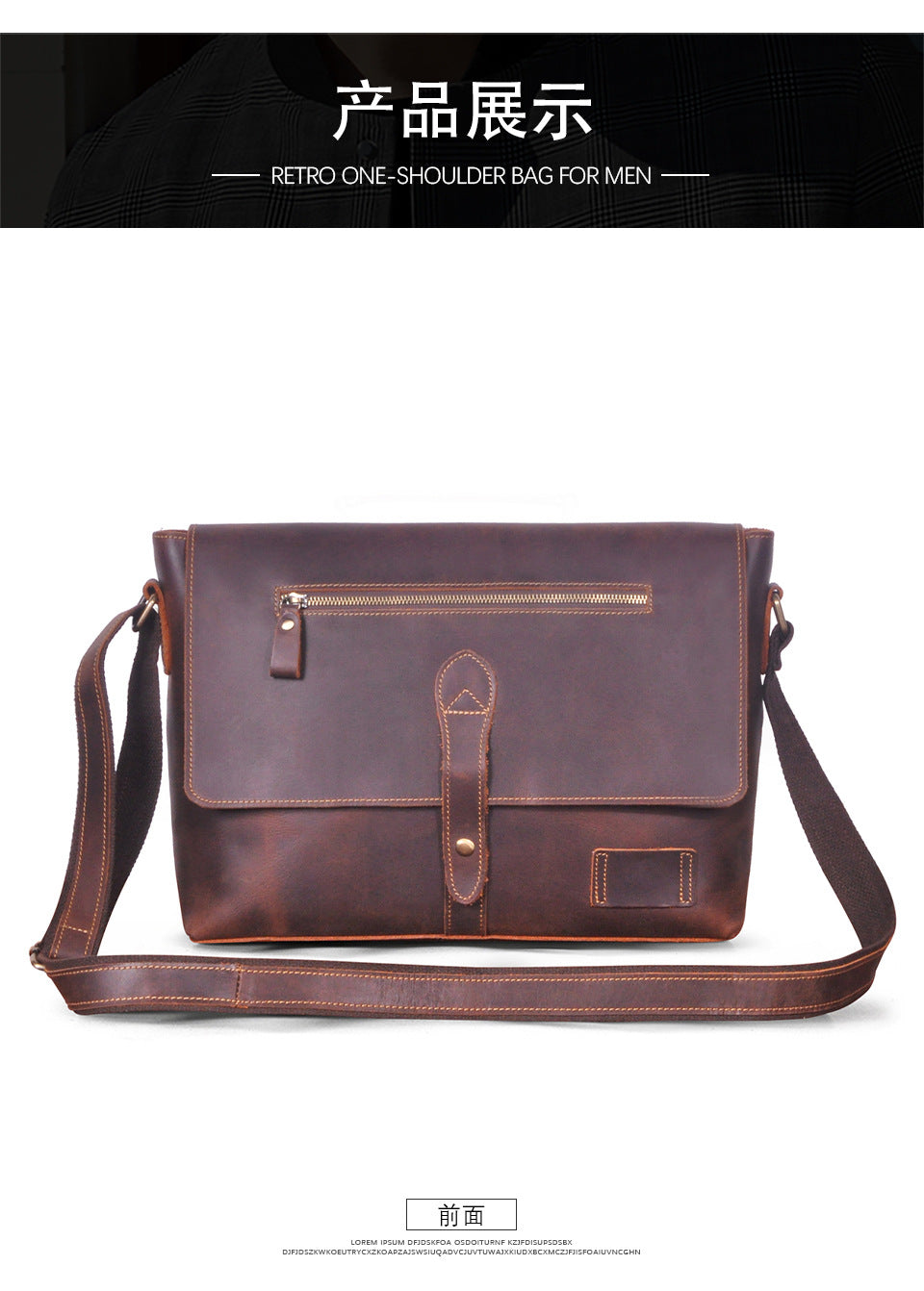 Men's Crossbody Bag Cowhide Genuine Leather Retro Men's Shoulder Bag 