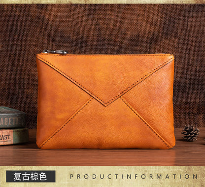 Men's Clutch Bag Genuine Cowhide Leather Casual Men's Handbag 