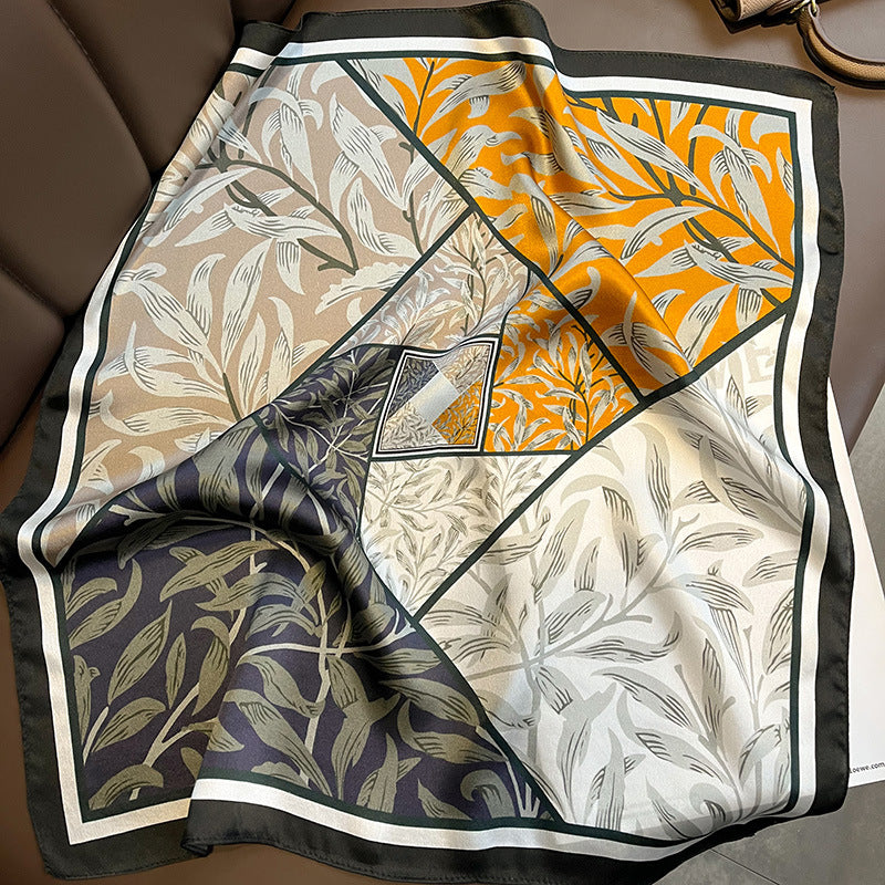 Silk scarf color matching printed pattern fashion temperament scarf neckerchief