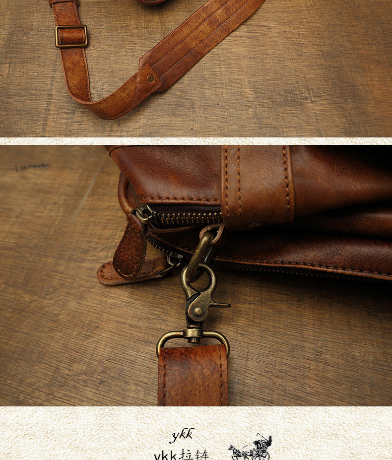 Men's handbag briefcase handmade cowhide retro travel bag crossbody shoulder bag computer bag handbag 