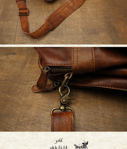 Men's handbag briefcase handmade cowhide retro travel bag crossbody shoulder bag computer bag handbag 